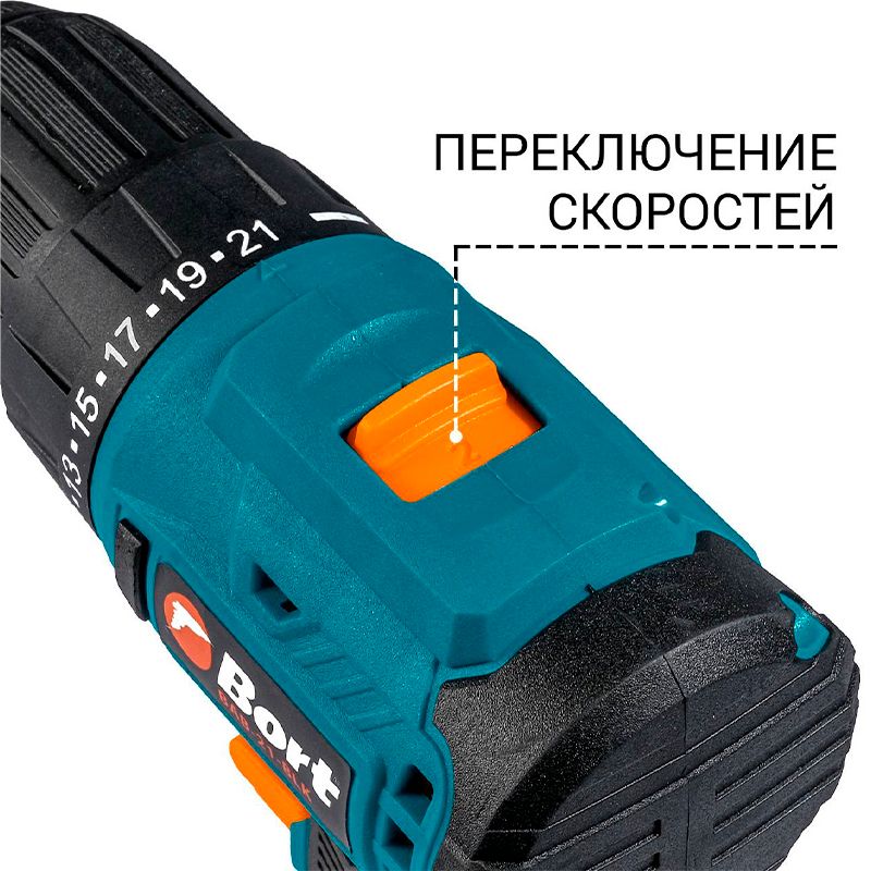Дрель-шуруповерт аккумуляторная BORT BAB-21-BLK (2x1,5Ah) фото 8