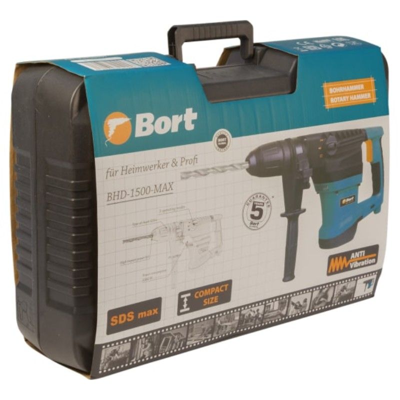 Перфоратор электрический BORT BHD-1500-MAX в кейсе