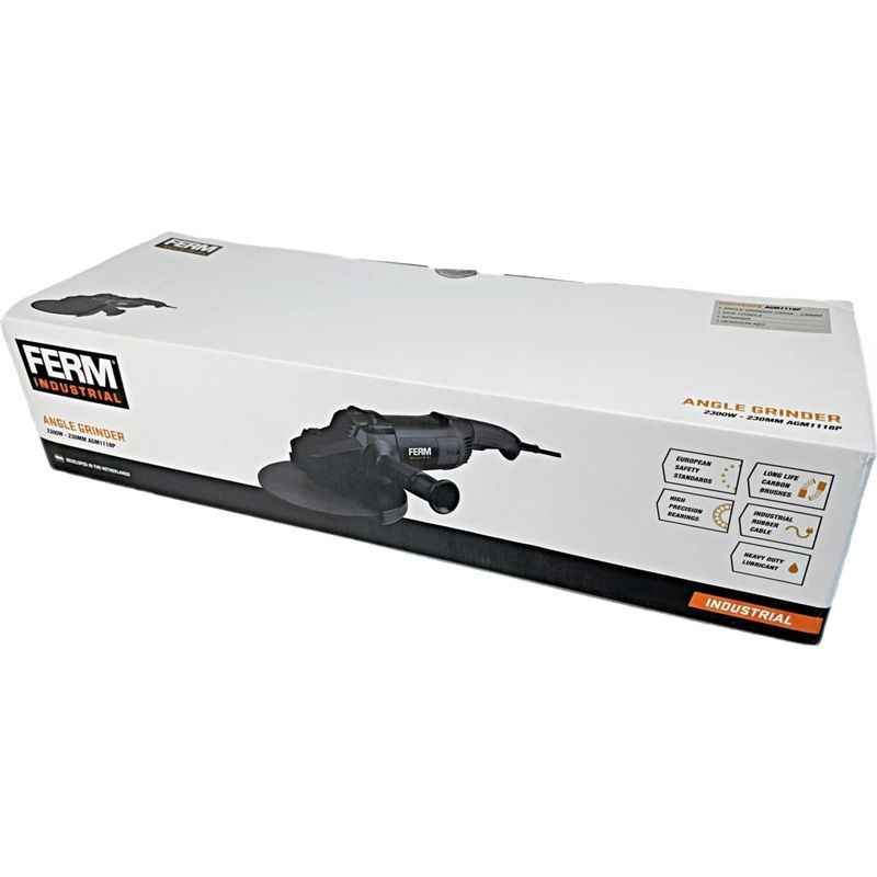 Шлифовальная машина угловая FERM AGM1118P, 230 мм 2300 Вт 6500 об. мин коробка