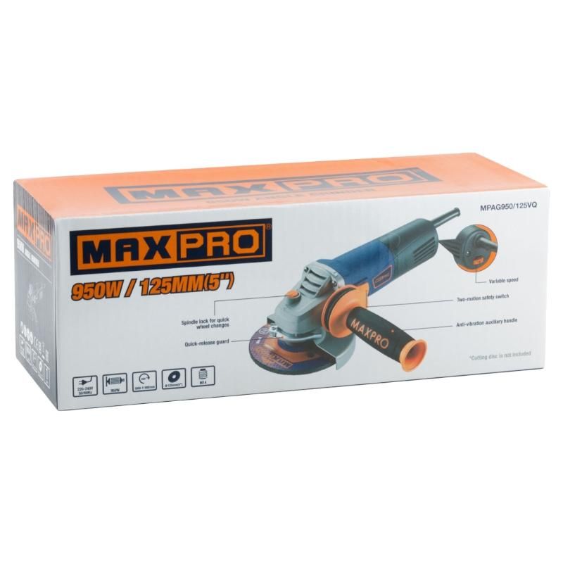 Шлифмашина угловая MAX-PRO 950 Вт, 3000-11000 об/мин, быстрозажимной кожух 125 мм 85132 - фото 4