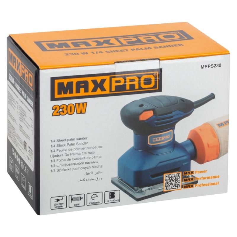 Шлифмашина вибрационная MAX-PRO 230 Вт, 13500 об/мин, 115х100 мм 85235 - фото 3