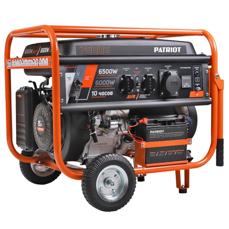 Генератор бензиновый PATRIOT GRS 7500 E, 15 лс, 6500 Вт, объем 25 л