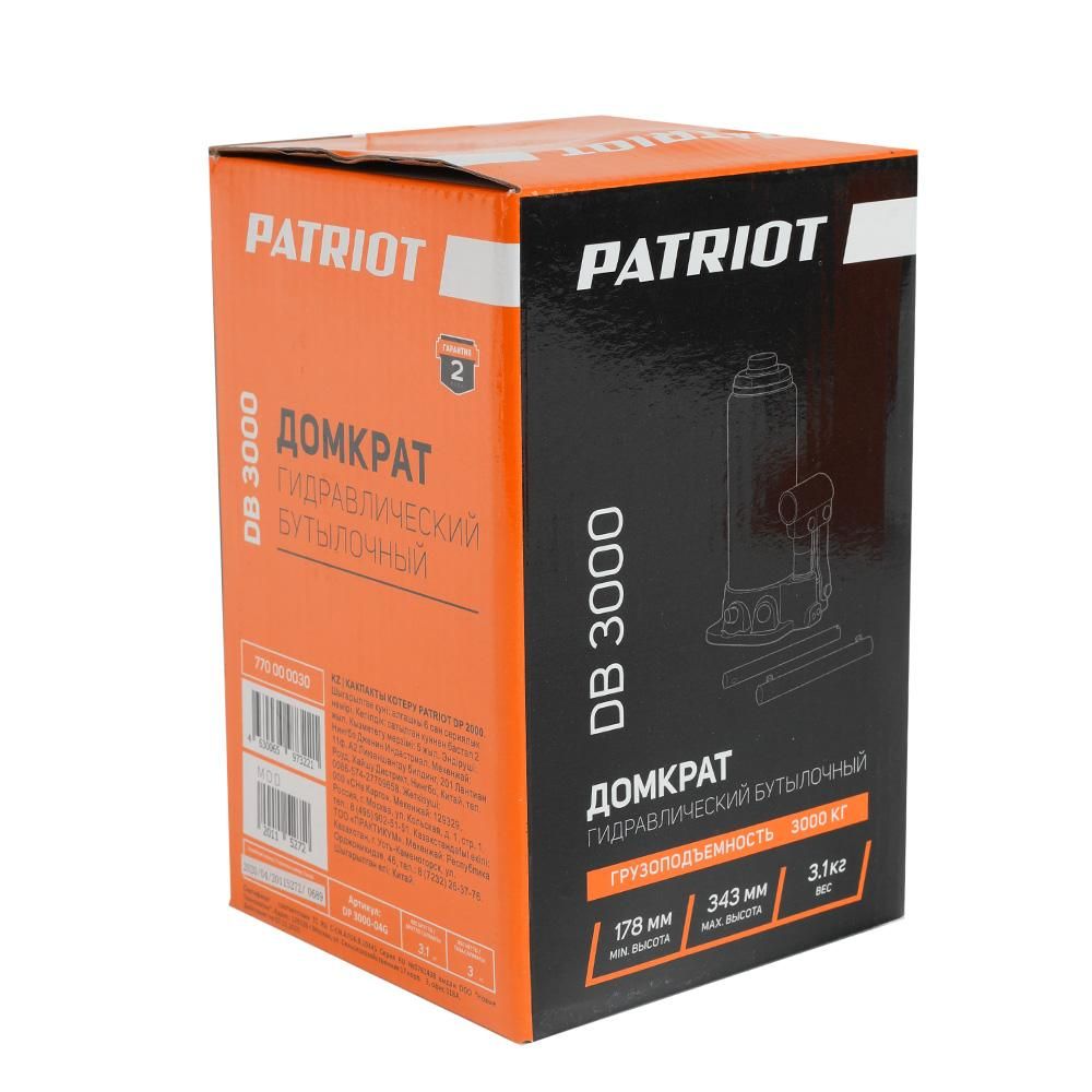 Домкрат бутылочный PATRIOT DB 3000 3T, высота подхвата 185мм - фото 9