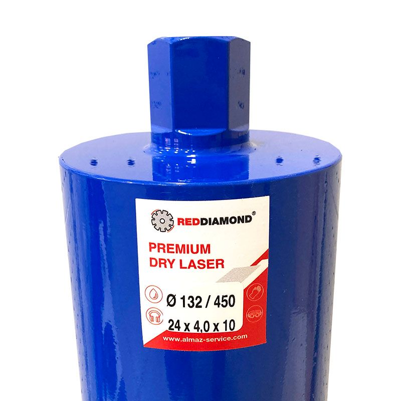 Алмазная коронка RedDiamond Premium Dry Laser d132/450/24х4,0х10/10_1 1/4