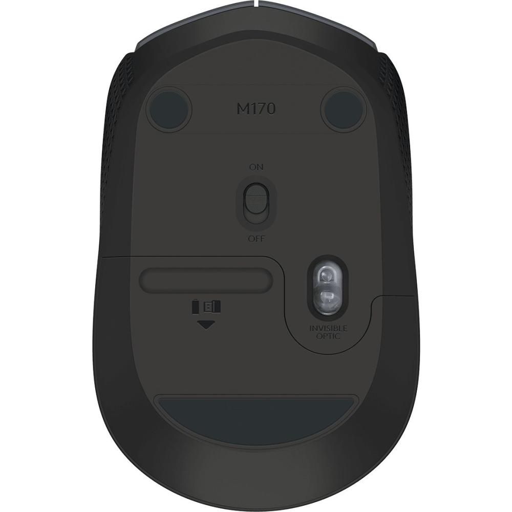 Мышь Logitech M170 черный/темно-серый оптическая (1000dpi) беспроводная USB для ноутбука (2but) - фото 4
