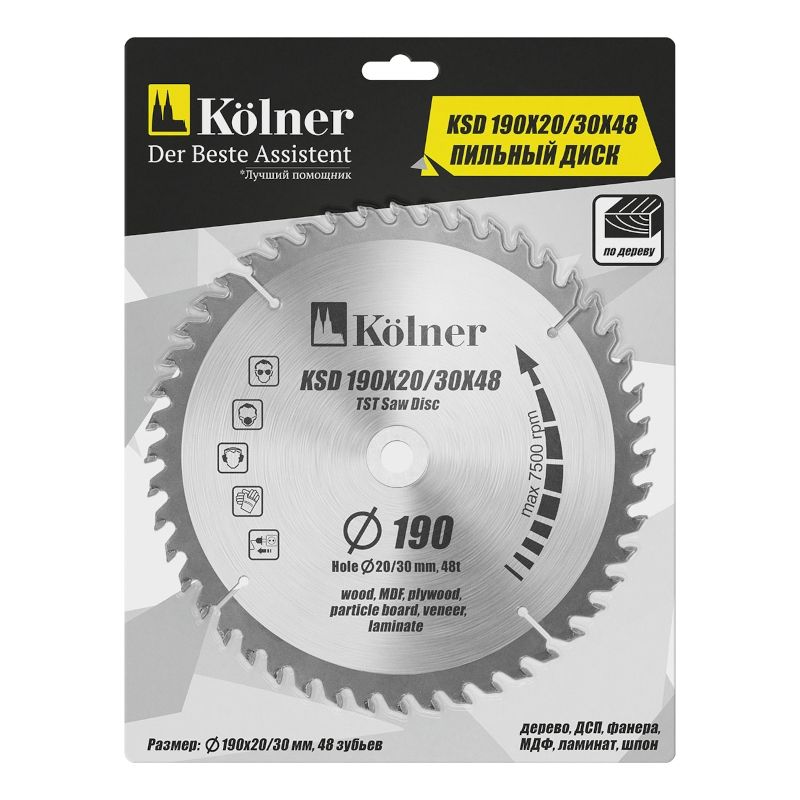 Диск пильный KOLNER KSD 190х20/30x48 (в упаковке)