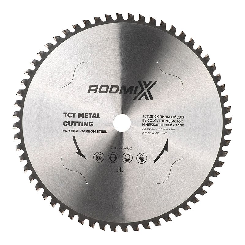 Диск пильный по высокоуглеродистой и нержавеющей стали RODMIX TCT 305х2,4х25,4х60Т