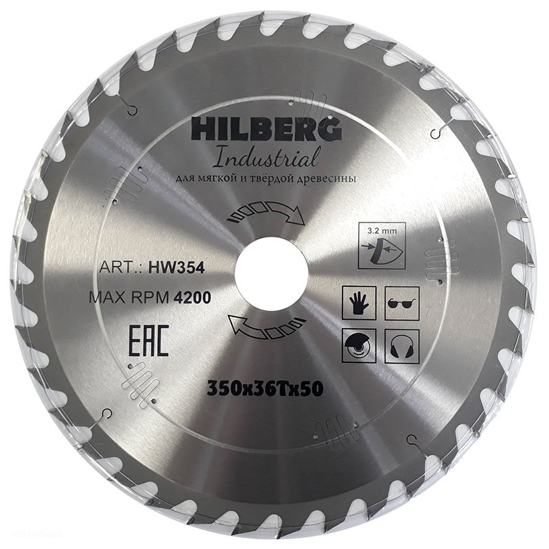 Диск пильный по дереву Hilberg Industrial 350x50x36T