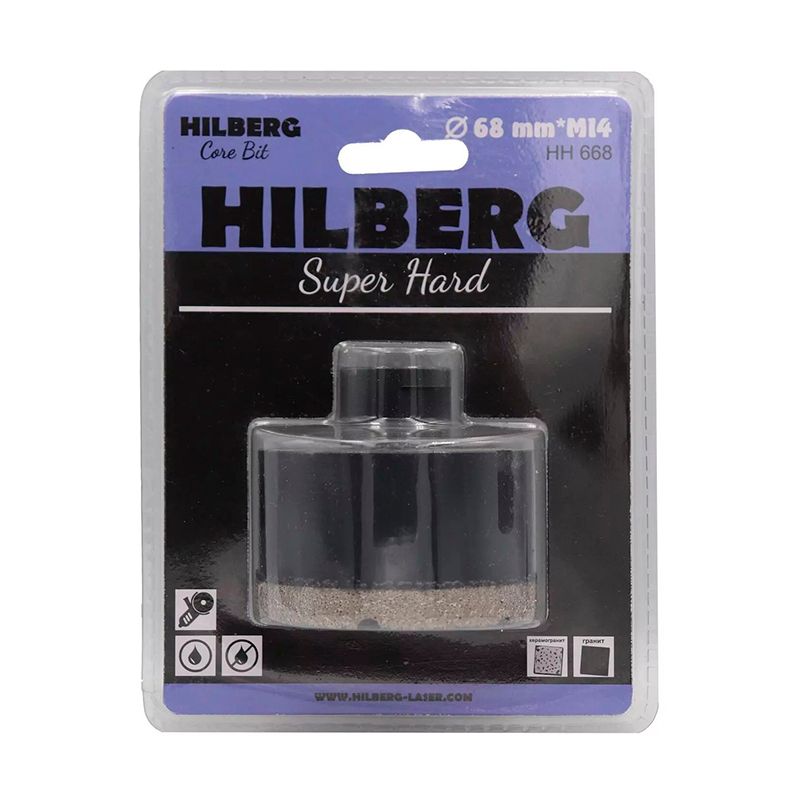 Коронка алмазная Hilberg Super Hard M14 68 мм фото 2
