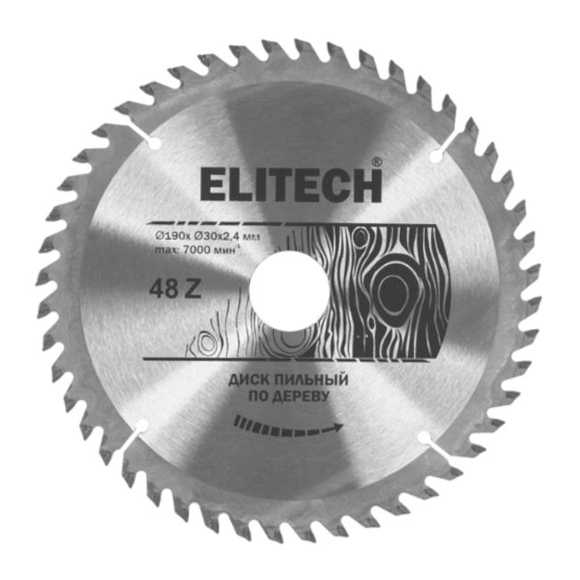 Диск пильный Elitech 190х30 мм 48 зубьев 1820.054300 - фото 1