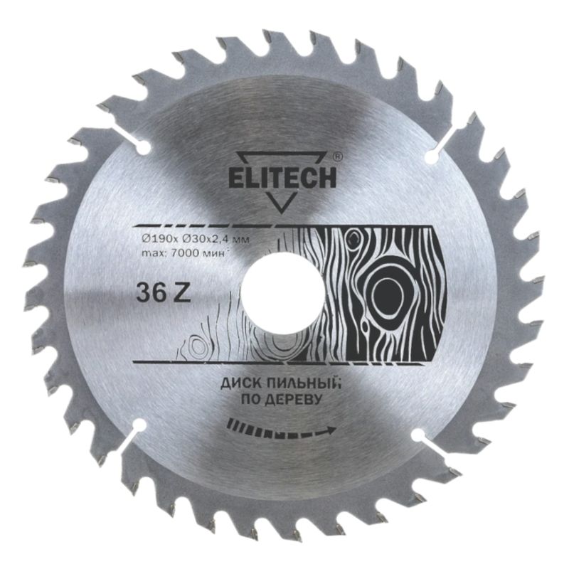 Диск пильный Elitech 190х30 мм 36 зубьев 1820.054400 - фото 1