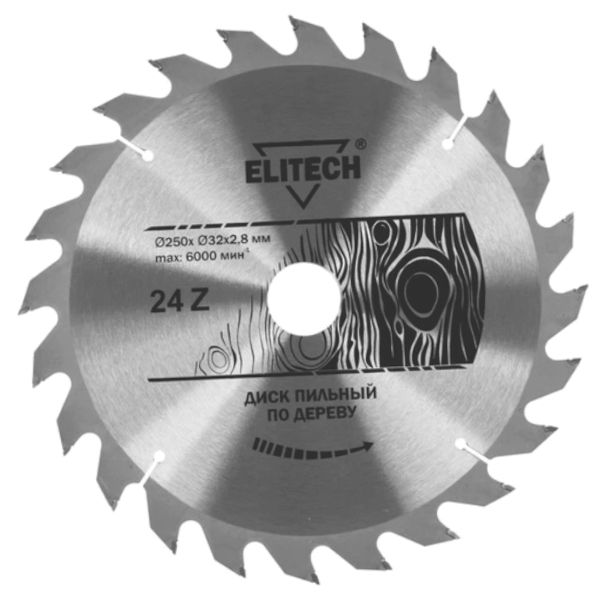 Диск пильный Elitech 250х32/30 мм 24 зуба 1820.056300 - фото 1
