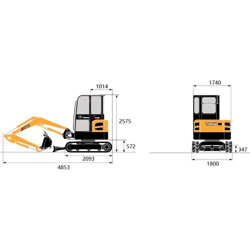 Мини-экскаватор Yuchai YC35 SR Размер