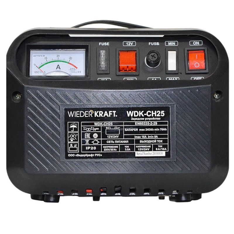 Устройство зарядное WIEDERKRAFT для аккумуляторов до 240А/ч 12/24V ток зарядки 8/16А WDK-CH25 - фото 2