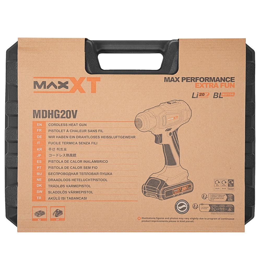Фен строительный аккумуляторный MAXXT 20V/2.0AH MDHG20VX2P - фото 1