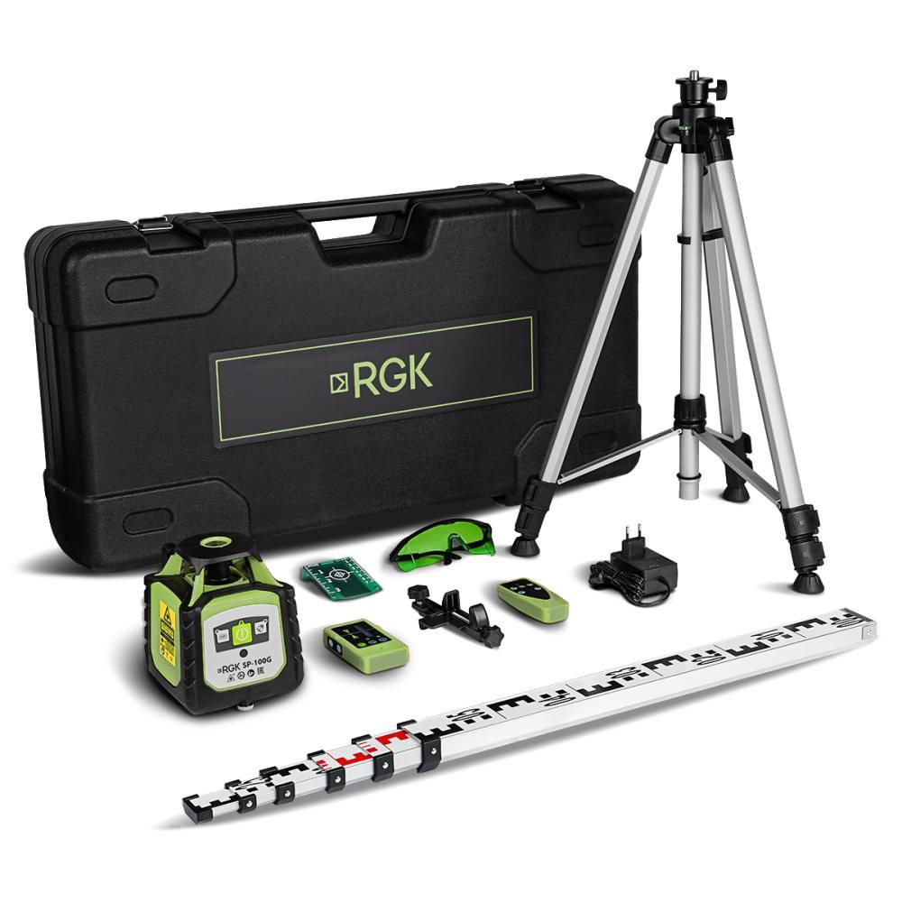 Комплект ротационного нивелира с элевационным штативом RGK SP-100G COMBO - фото 1