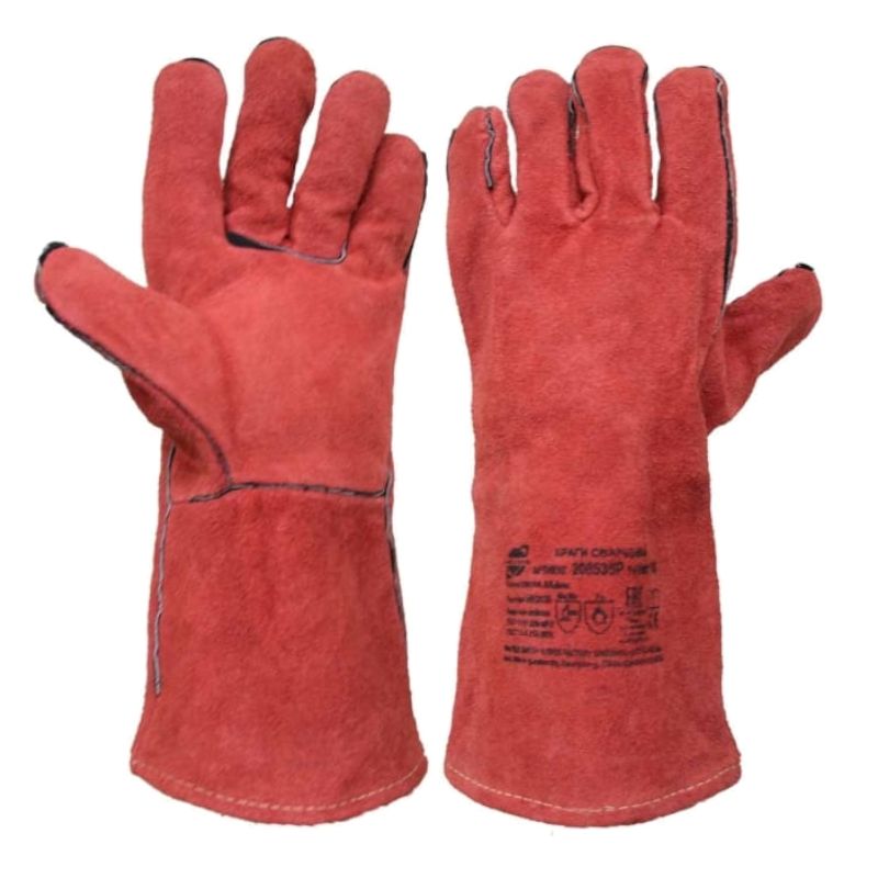 Краги спилковые Arcticus КРС красные АВ, подкл/флис, Kevlar, 35см., р.10, 3 пары, арт. 200535 P-103 - фото 1