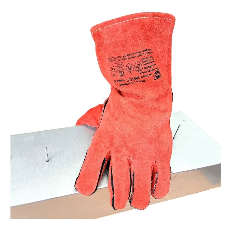 Краги спилковые Arcticus КРС красные АВ, подкл/флис, Kevlar, 35см., р.10, 3 пары, арт. 200535 P-103 - фото 4