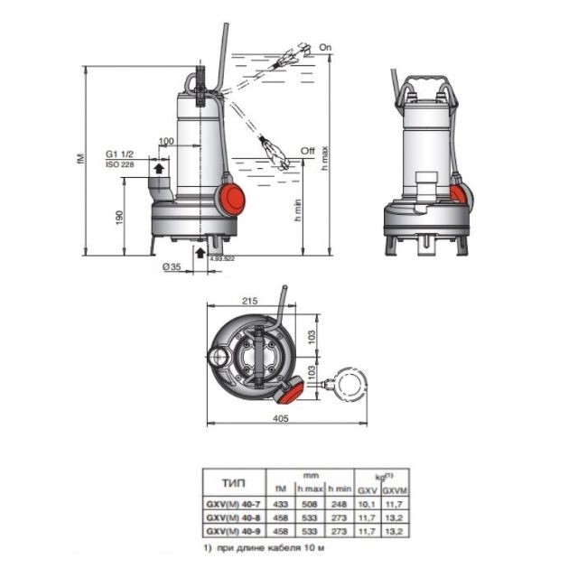 Насос погружной Calpeda GXCM 40-9 (схема)