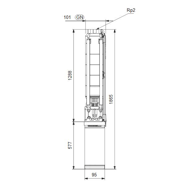 Погружной электронасос Грундфос SP 9-21 3x400В (габаритный чертеж)