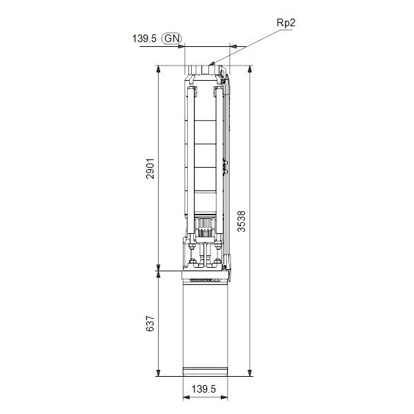 Скважинный электронасос Грундфос SP 9-52 3x400В (габаритный чертеж)
