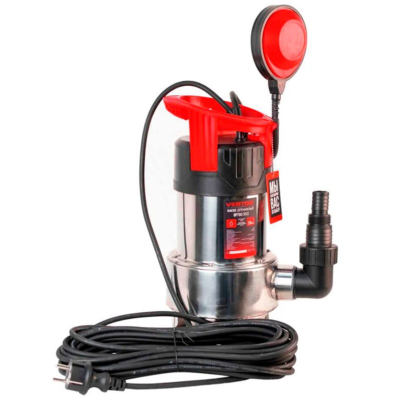 Дренажный насос для грязной воды Verton AQUA DP750/35SE(750Вт,Hmax-8м,225 л/мин,d.ч 35,нержав.корпус фото 4