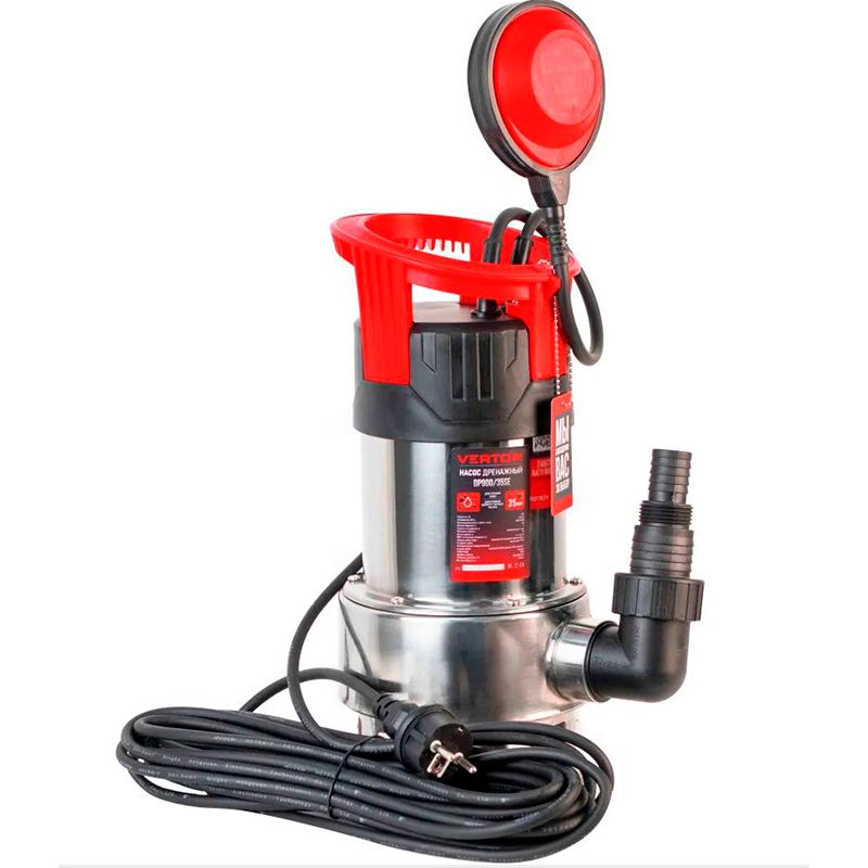 Дренажный насос для грязной воды Verton AQUA DP900/35SE(900Вт,,Hmax-8м,250 л/мин,d.ч 35,нержав.корпу фото 4