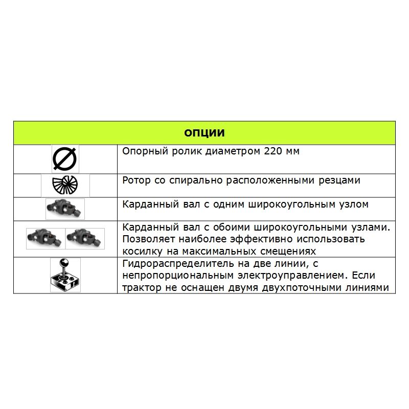 Косилка Niubo KING PLUS TKP 160 (доступные опции)