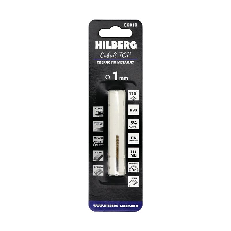 Сверло по металлу 1.0x34(12)мм (2шт) Hilberg Cobalt 5% TOP, CO010 фото 2