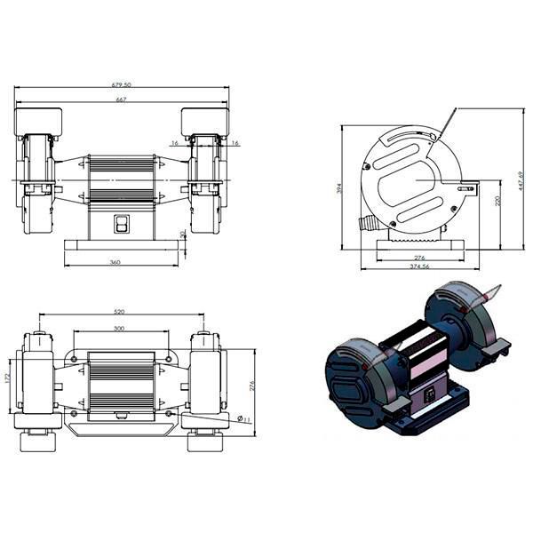 Заточный станок OPTIMUM OPTIgrind GU 30 (схема)
