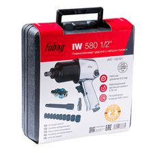 Пневмогайковерт ударный Fubag IW580 1/2 (226л/м 576Нм 6,3бар 1/2) + набор головок кейс фото 2