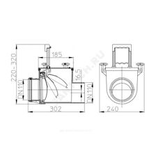 Клапан обратный кор б/н Дн110 засл нж/ст, монт лючком HL 710.1 - фото 1