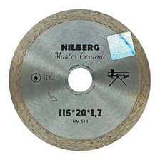 Диск алмазный отрезной Hilberg Master Сeramic 115*20 сплошной HM510