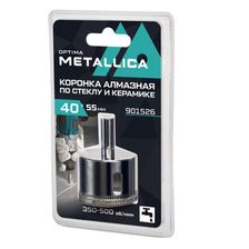 Коронка алмазная METALLICA Optima 40x55 мм, #80, по стеклу, плитке, 1 шт, в блистере - фото 1
