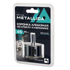Коронка алмазная METALLICA Optima 45x55 мм, #80, по стеклу, плитке, 1 шт, в блистере - фото 1