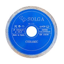 Диск алмазный Solga Diamant CERAMICS, MARBLE сплошной (керамика, мрамор) 115x22,23 мм