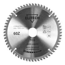 Диск пильный Elitech 190х30 мм 60 зубьев алюминий 1820.116400 - фото 1