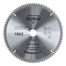 Диск пильный Elitech 255х30 мм 100 зубьев алюминий 1820.116900 - фото 1