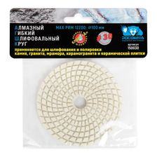 Алмазный гибкий шлифовальный круг 100 мм мокрая шлифовка зерно 30 РОСОМАХА - фото 4