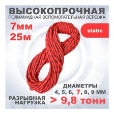 Шнур вспомогательный АзотХимФортис, ПА, диметр 7 мм, 24пр, кН 12,3, катушка 25 м, арт. 462579-25 - фото 2