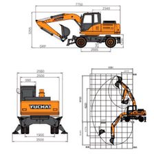 Экскаватор Yuchai YC160W Размеры