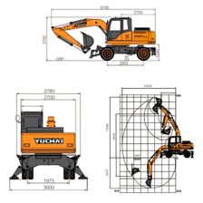 Экскаватор Yuchai YC210W Размеры
