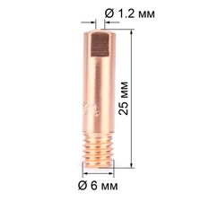 Наконечник FoxWeld М6х25х1.2 прямой (AL) (141.0010/MD0009-62, пр-во FoxWeld/КНР), 10 шт - фото 2