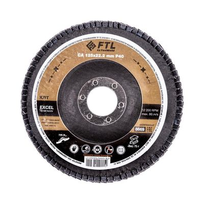Круг лепестковый для шлифования по металлу FoxWeld FTL Excel 29 125 х 22,2 мм P40 - фото 1