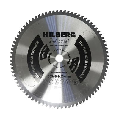 Диск пильный Hilberg Industrial Нержавеющая Сталь 305х25,4х80Тх0º MAX RPM 1700