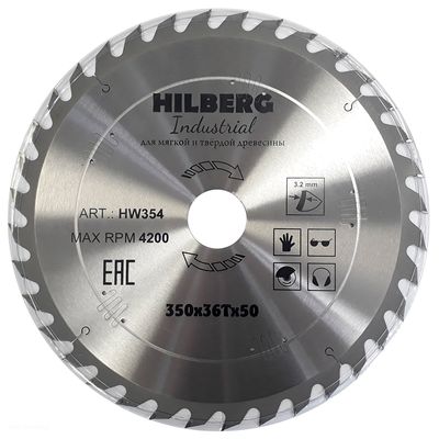 Диск пильный по дереву Hilberg Industrial 350x50x36T