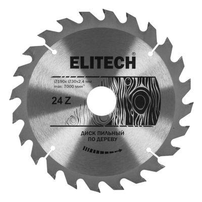 Диск пильный Elitech 190х30 мм 24 зуба 1820.054200 - фото 1