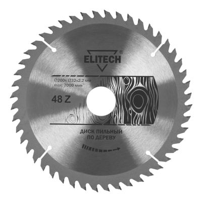 Диск пильный Elitech 200х32/30 мм 48 зубьев 1820.055300 - фото 1