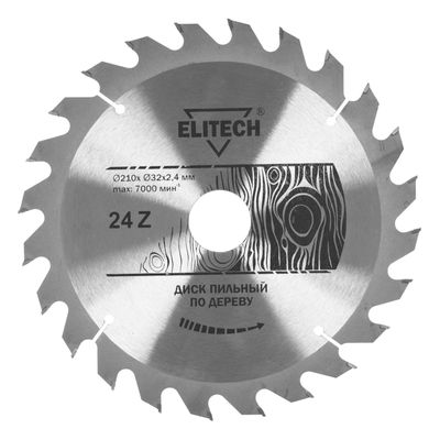 Диск пильный Elitech 210х32/30 мм 24 зуба 1820.055500 - фото 1