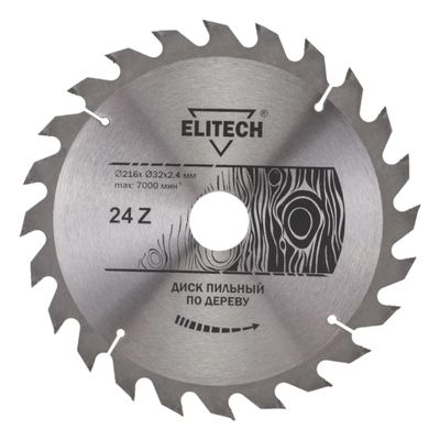 Диск пильный Elitech 216х32/30 мм 24 зуба 1820.055700 - фото 1